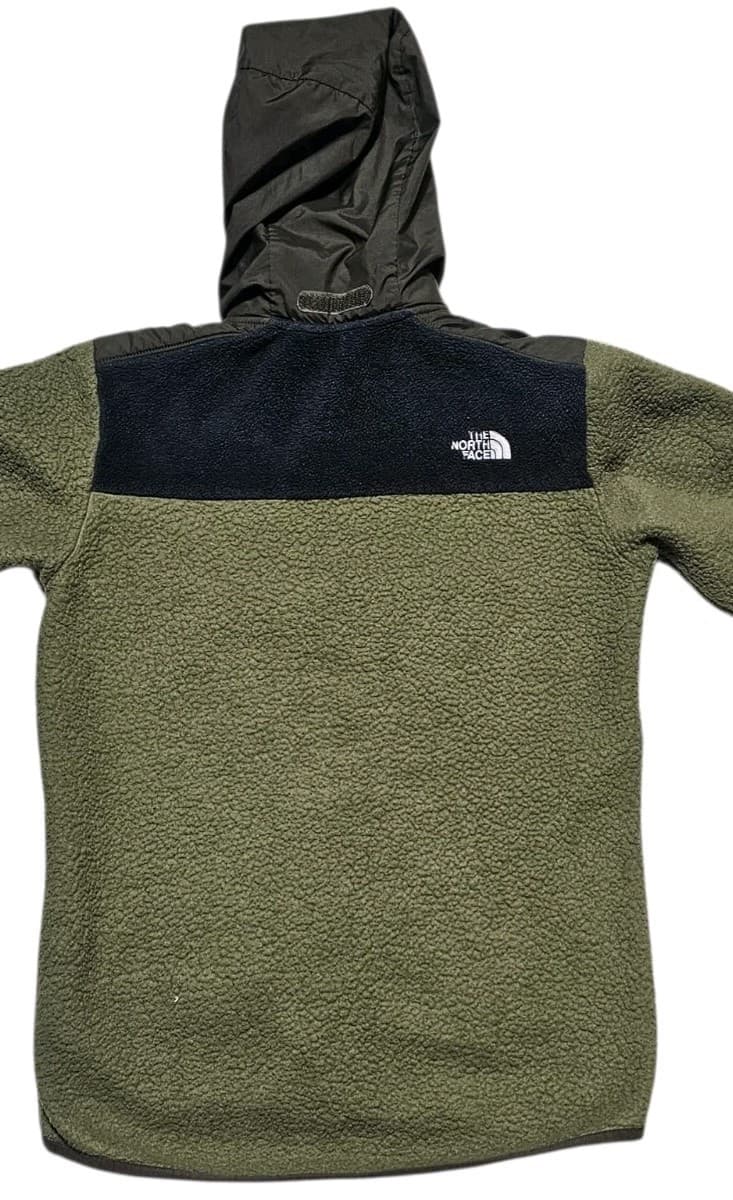 The North Face Boy's Large Forrest Mixed Media Jacket Burnt Olive Stowaway Hood - Thumbnail 7