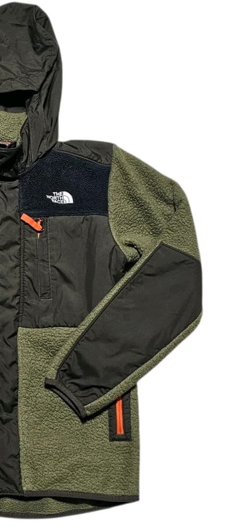 The North Face Boy's Large Forrest Mixed Media Jacket Burnt Olive Stowaway Hood - Thumbnail 5