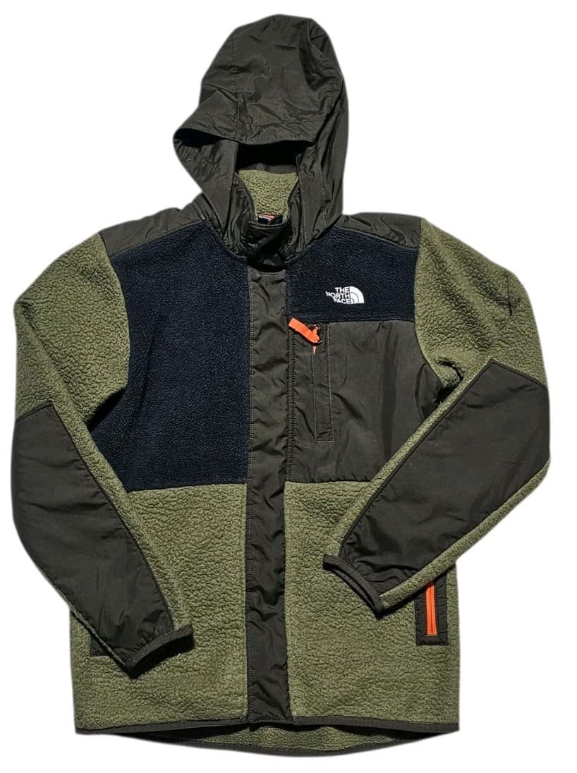 The North Face Boy's Large Forrest Mixed Media Jacket Burnt Olive Stowaway Hood - Thumbnail 2