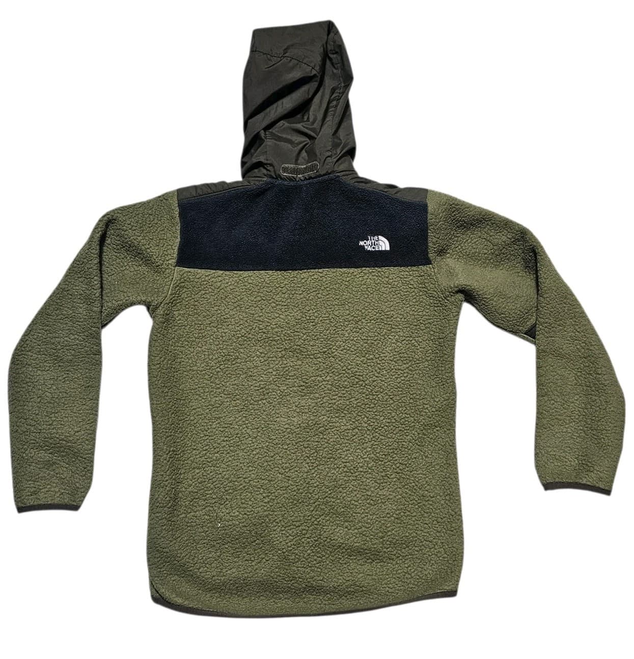 The North Face Boy's Large Forrest Mixed Media Jacket Burnt Olive Stowaway Hood - Thumbnail 6