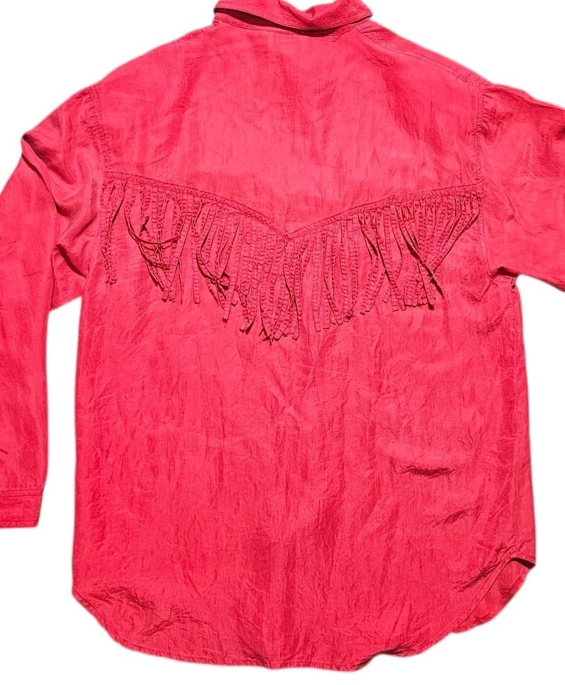 Fiji Sport Silk Western Button Down Sz Large Women's Red - Thumbnail 6