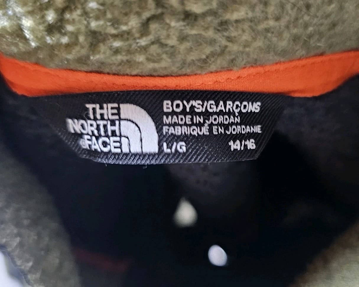 The North Face Boy's Large Forrest Mixed Media Jacket Burnt Olive Stowaway Hood - Thumbnail 11