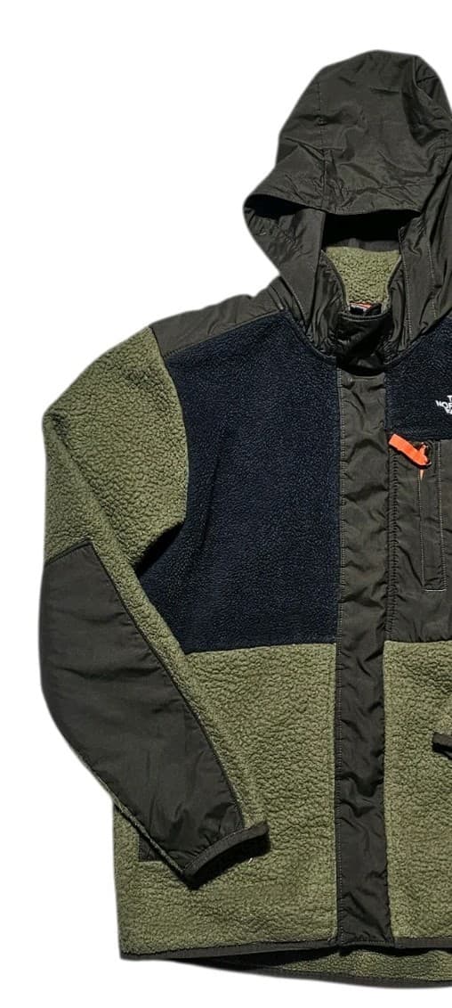 The North Face Boy's Large Forrest Mixed Media Jacket Burnt Olive Stowaway Hood - Thumbnail 4