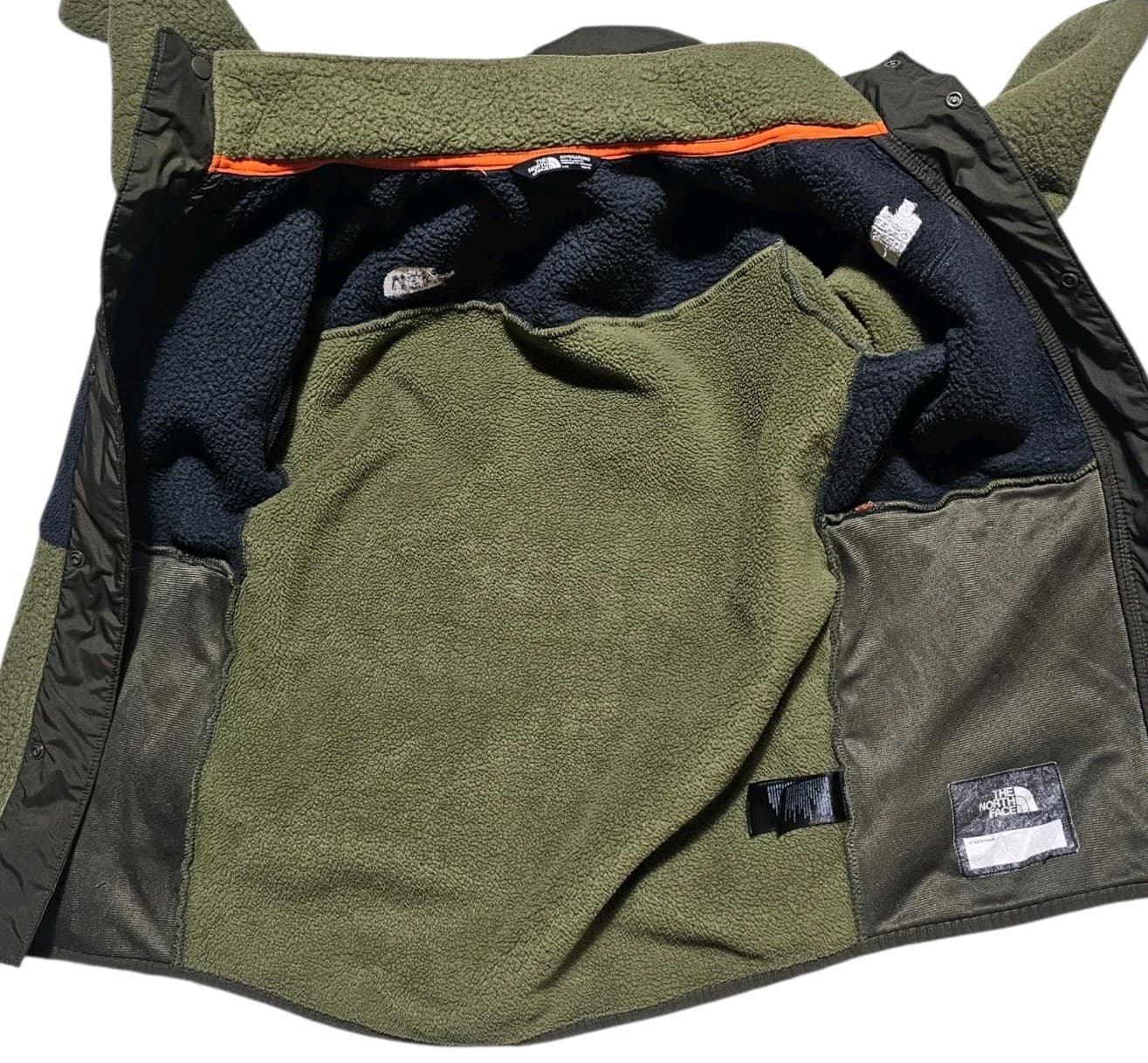 The North Face Boy's Large Forrest Mixed Media Jacket Burnt Olive Stowaway Hood - Thumbnail 10