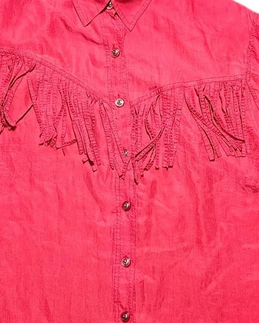 Fiji Sport Silk Western Button Down Sz Large Women's Red - Thumbnail 4