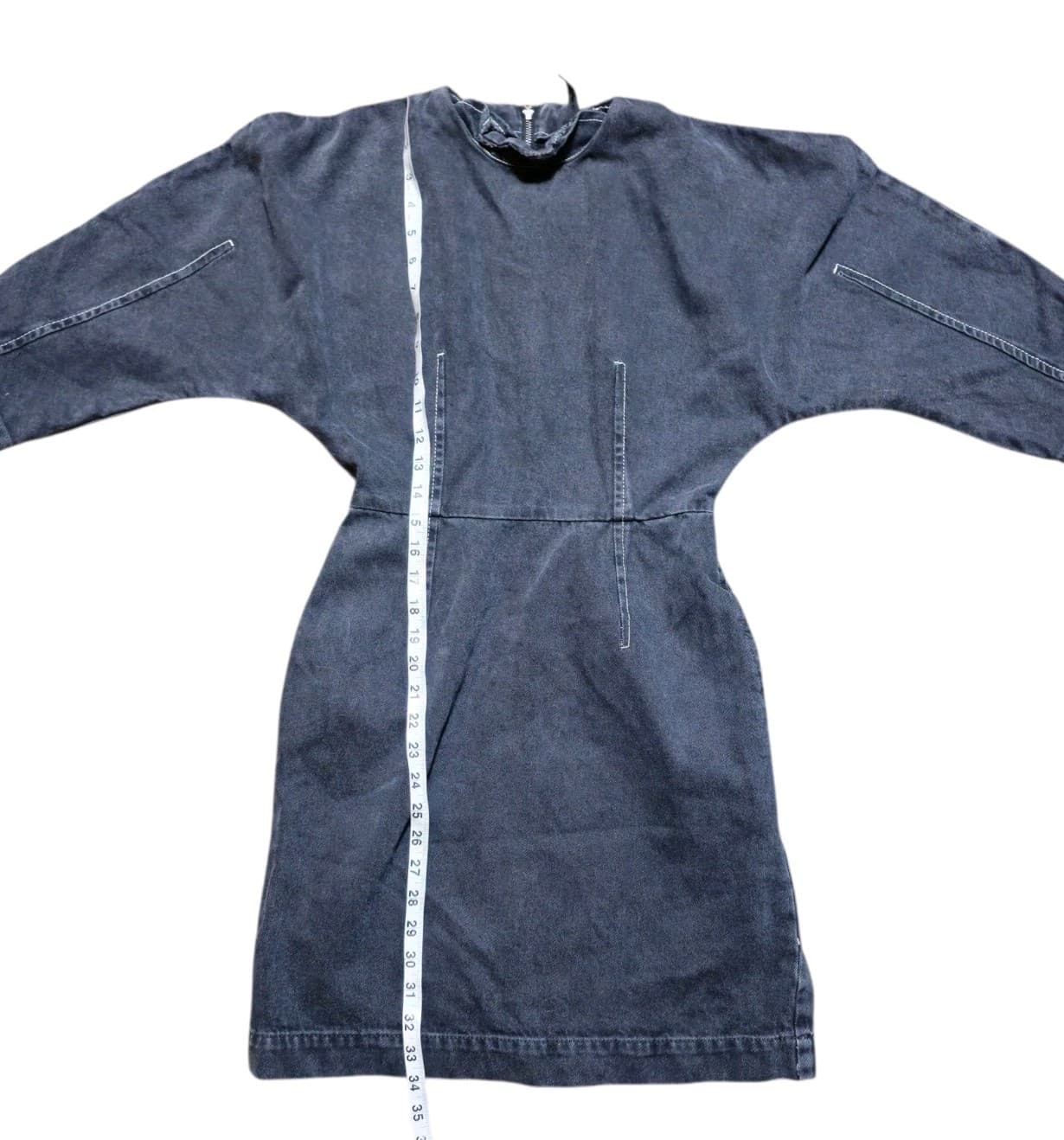 Topshop Boutique Dome Denim Dress Charcoal Black Woman Size 4(Missing the Belt) - Thumbnail 7