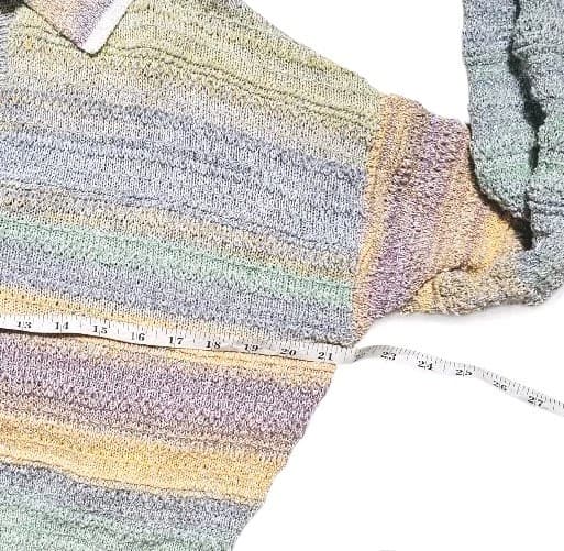 Universal Thread Striped Multicolored Cropped Polo V neck Sweater Womans Size S - Thumbnail 9