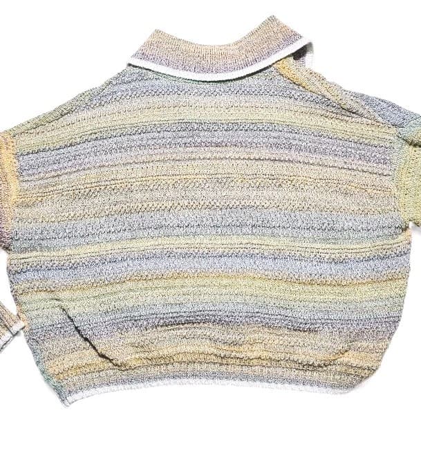 Universal Thread Striped Multicolored Cropped Polo V neck Sweater Womans Size S - Thumbnail 7