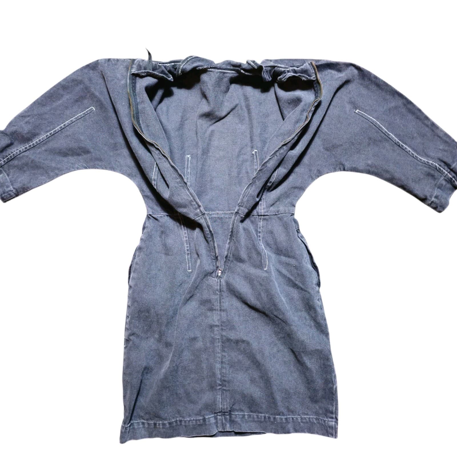 Topshop Boutique Dome Denim Dress Charcoal Black Woman Size 4(Missing the Belt) - Thumbnail 6