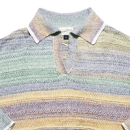 Universal Thread Striped Multicolored Cropped Polo V neck Sweater Womans Size S - Thumbnail 3