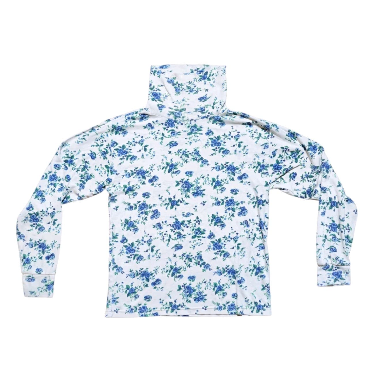 Katherine Kasuals Size Small Womens Floral Cotton Blend Turtle Neck Pullover