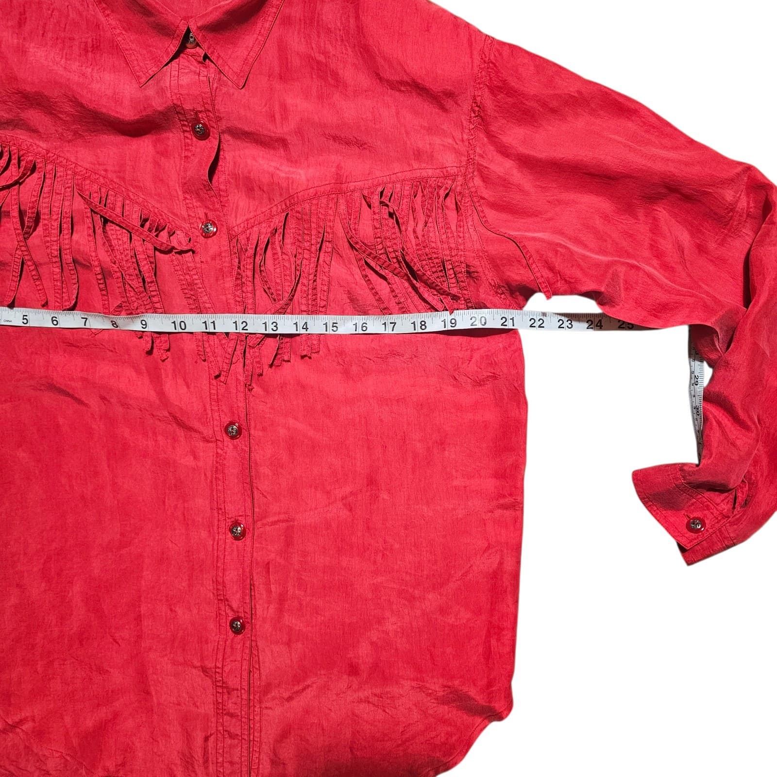 Fiji Sport Silk Western Button Down Sz Large Women's Red - Thumbnail 8