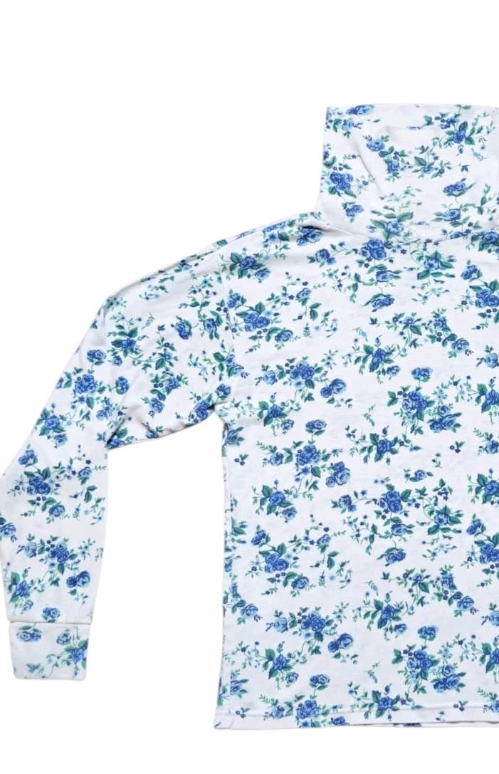 Katherine Kasuals Size Small Womens Floral Cotton Blend Turtle Neck Pullover - Thumbnail 3