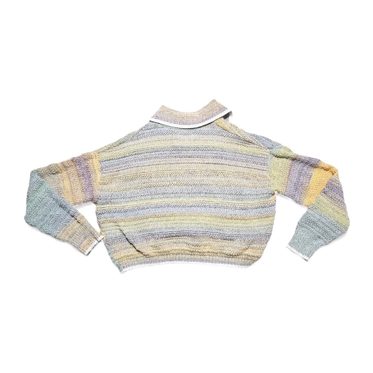 Universal Thread Striped Multicolored Cropped Polo V neck Sweater Womans Size S - Thumbnail 6