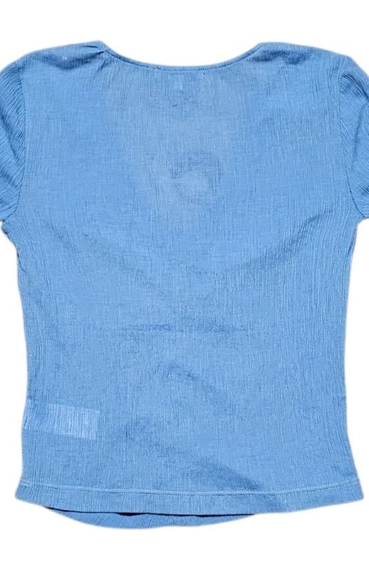 Madewell Semi-Sheer Shirred V-Neck Top Womans small Tranquil Lake Blue - Thumbnail 7