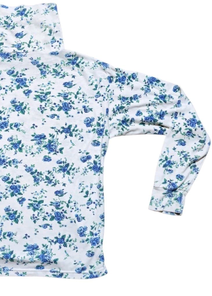 Katherine Kasuals Size Small Womens Floral Cotton Blend Turtle Neck Pullover - Thumbnail 4