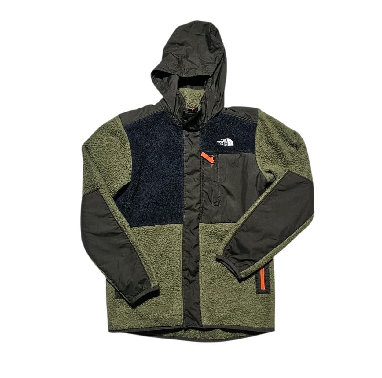 The North Face Boy's Large Forrest Mixed Media Jacket Burnt Olive Stowaway Hood