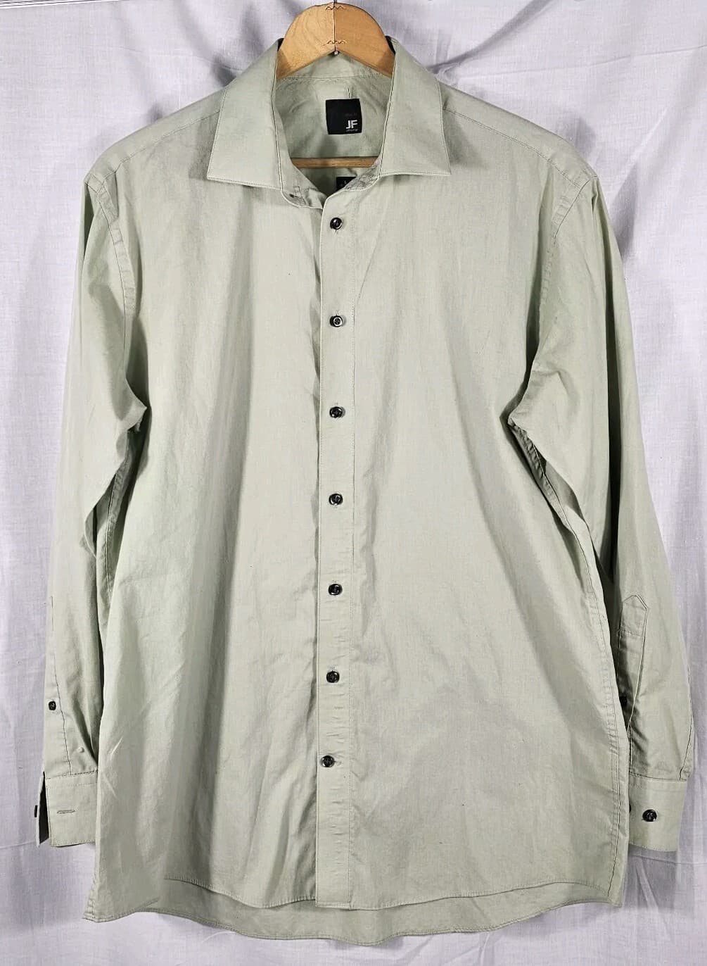 J. Ferrar Shirt Mens Green Cotton Blend Slim Fit Long Sleeve Button Up L