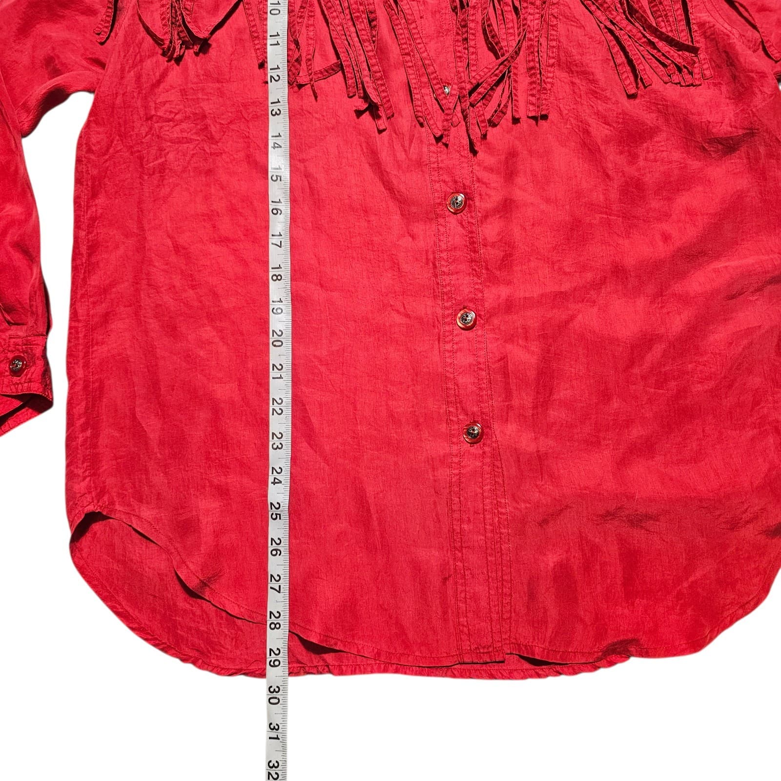 Fiji Sport Silk Western Button Down Sz Large Women's Red - Thumbnail 9