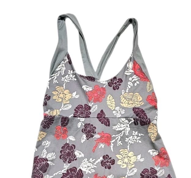 Patagonia Women's Gray Floral Dress Sz M Pink White Floral Criss Cross Strap - Thumbnail 3