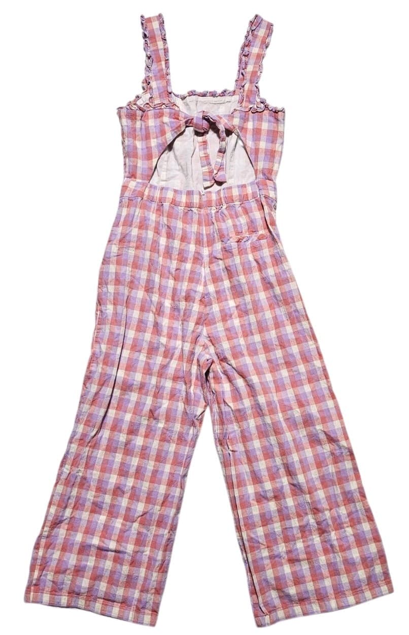 Frnch Paris Dreheli Plaid Jump Suit Wide Leg Ruffle Pink Purple Size S - Thumbnail 8