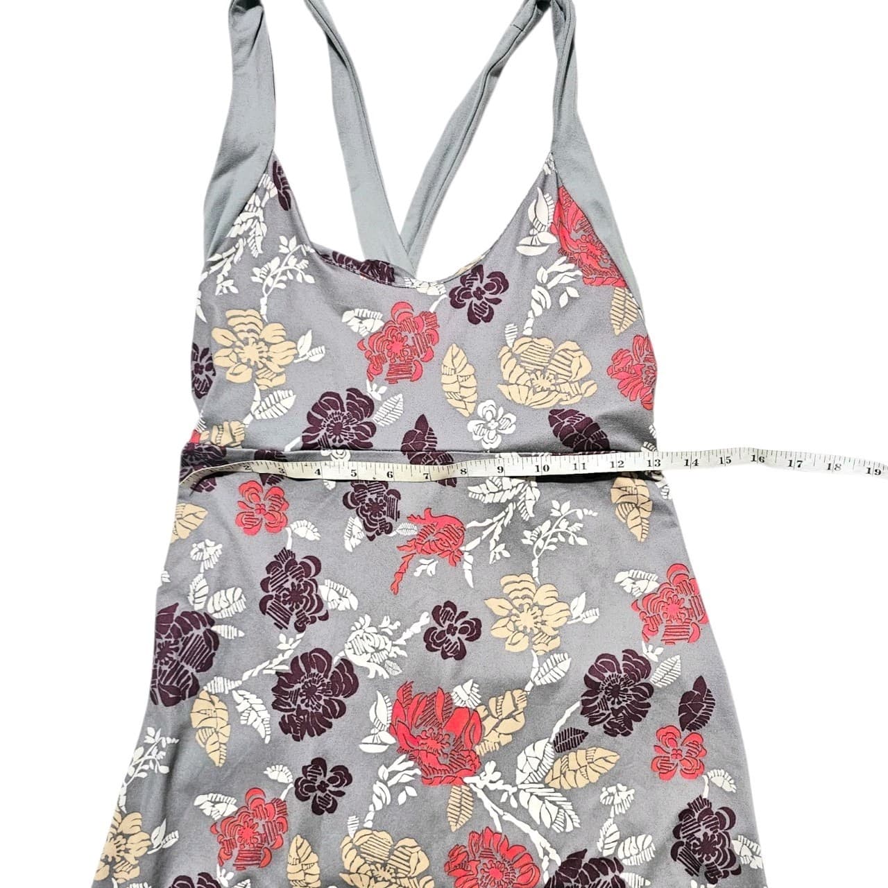 Patagonia Women's Gray Floral Dress Sz M Pink White Floral Criss Cross Strap - Thumbnail 9