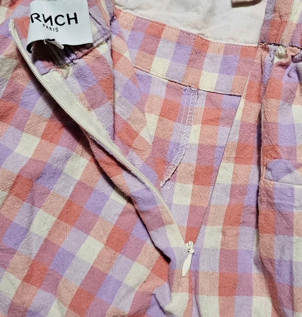 Frnch Paris Dreheli Plaid Jump Suit Wide Leg Ruffle Pink Purple Size S - Thumbnail 12