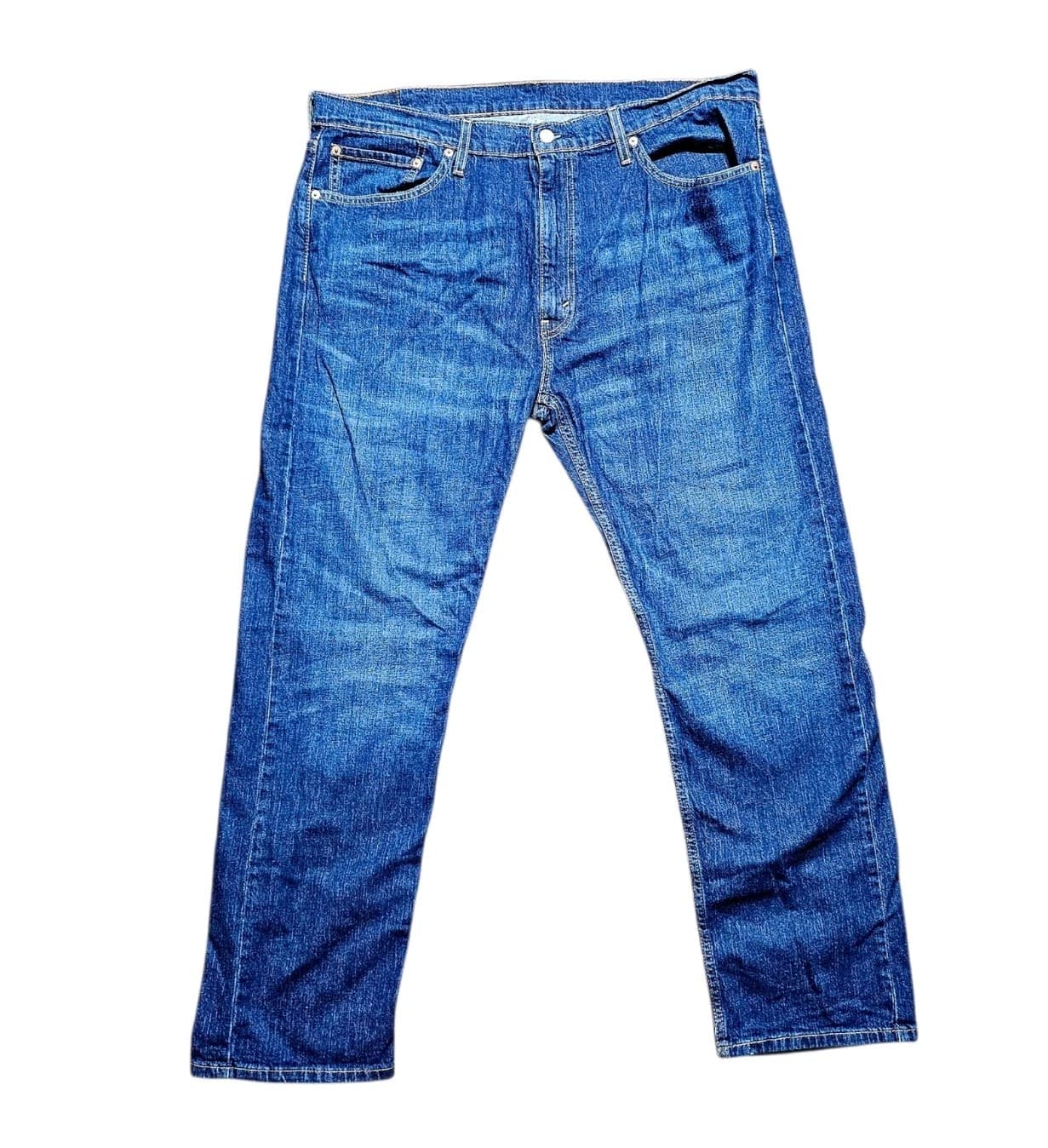 Levis 505 Jeans Mens Blue Denim Regular Fit Straight Dark Size 40x32 - Thumbnail 2