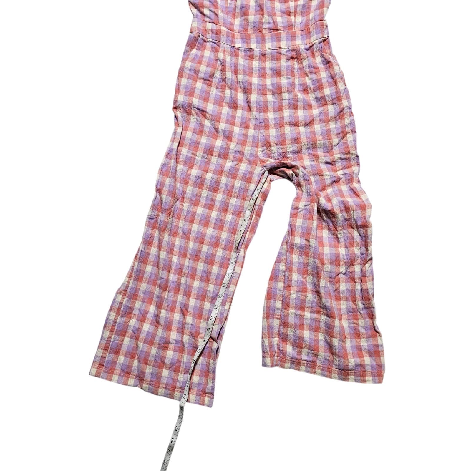 Frnch Paris Dreheli Plaid Jump Suit Wide Leg Ruffle Pink Purple Size S - Thumbnail 10