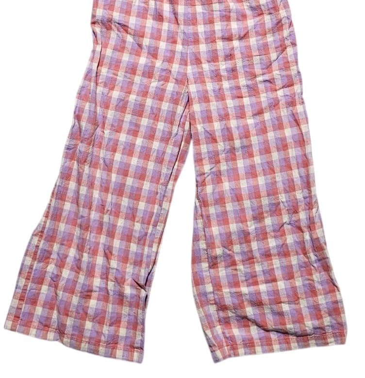 Frnch Paris Dreheli Plaid Jump Suit Wide Leg Ruffle Pink Purple Size S - Thumbnail 4