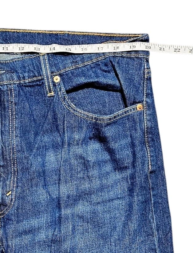 Levis 505 Jeans Mens Blue Denim Regular Fit Straight Dark Size 40x32 - Thumbnail 8