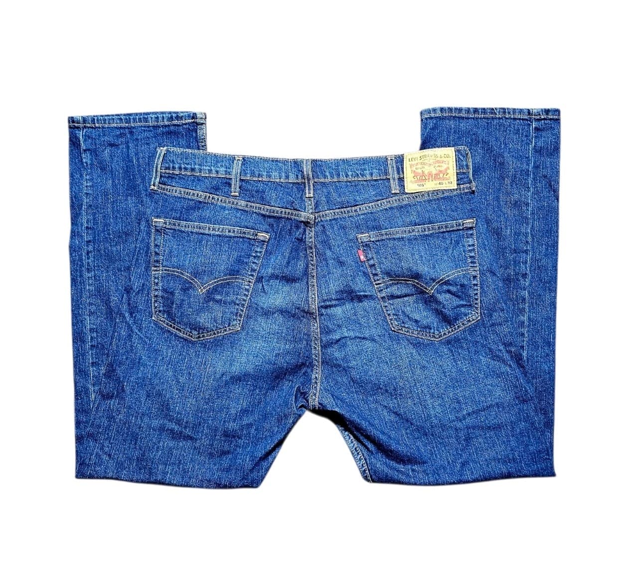 Levis 505 Jeans Mens Blue Denim Regular Fit Straight Dark Size 40x32