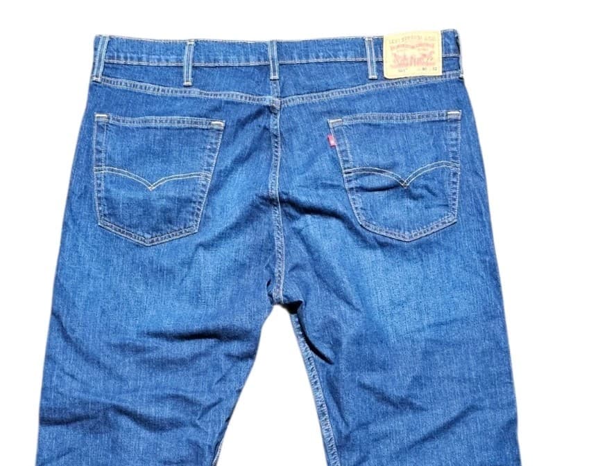 Levis 505 Jeans Mens Blue Denim Regular Fit Straight Dark Size 40x32 - Thumbnail 6