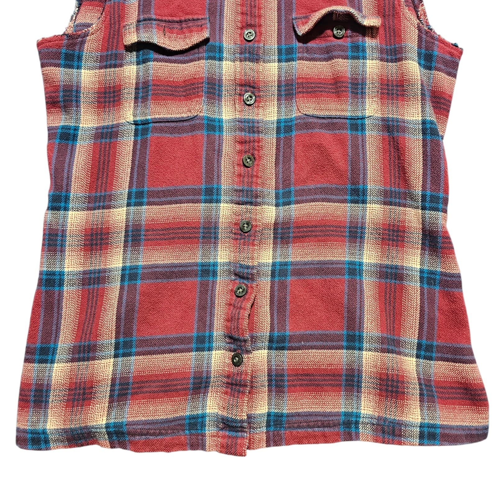 Patagonia Sleevless Flannel Button Down Shirt Womans Size Small - Thumbnail 3