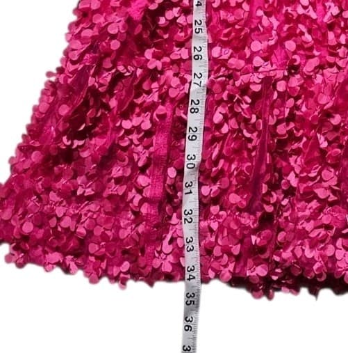 Anthropologie Somerset Mini Dress Floral Applique Pink Vneck Smocked Woman Large - Thumbnail 7