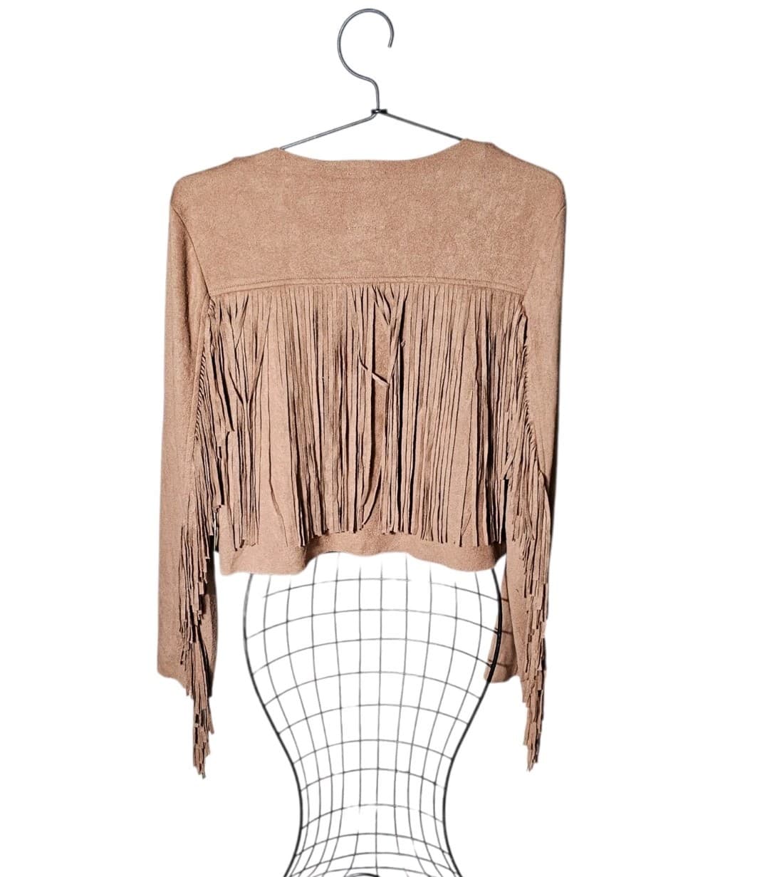 Vocal Faux Suede Fringe Open Front Jacket – Womans Size Medium - Thumbnail 2