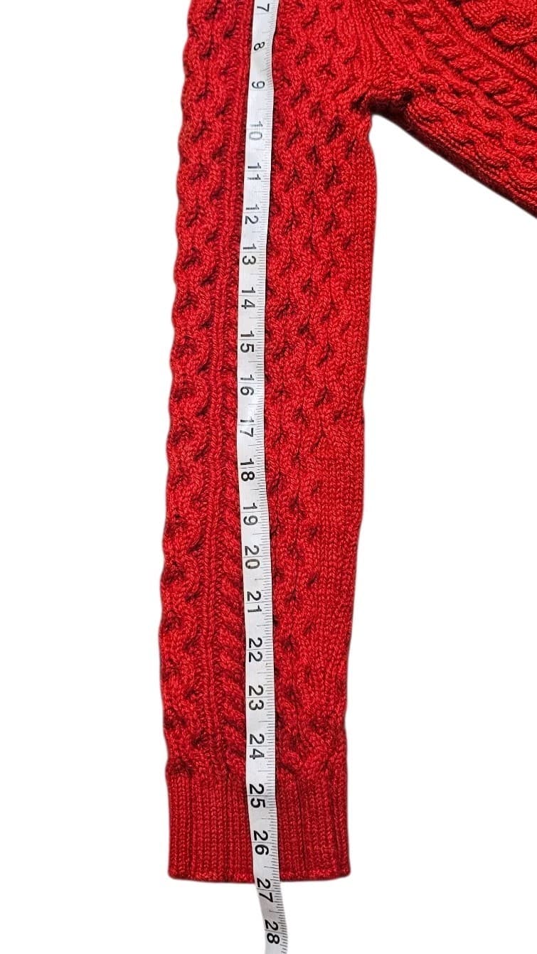 Pendleton Womans Shetland Wool Red Cable Knit Sweater Size Xs - Thumbnail 9