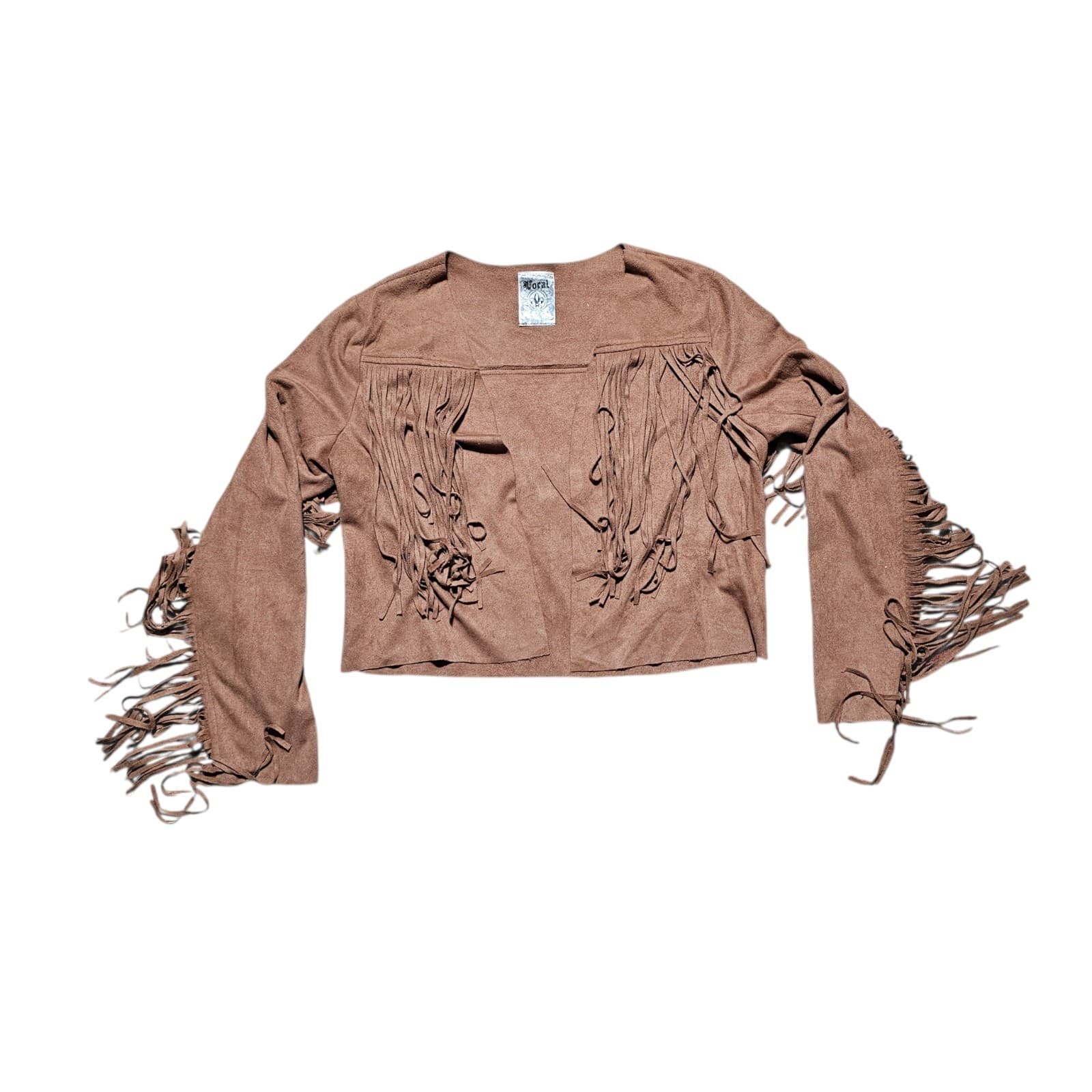 Vocal Faux Suede Fringe Open Front Jacket – Womans Size Medium - Thumbnail 8