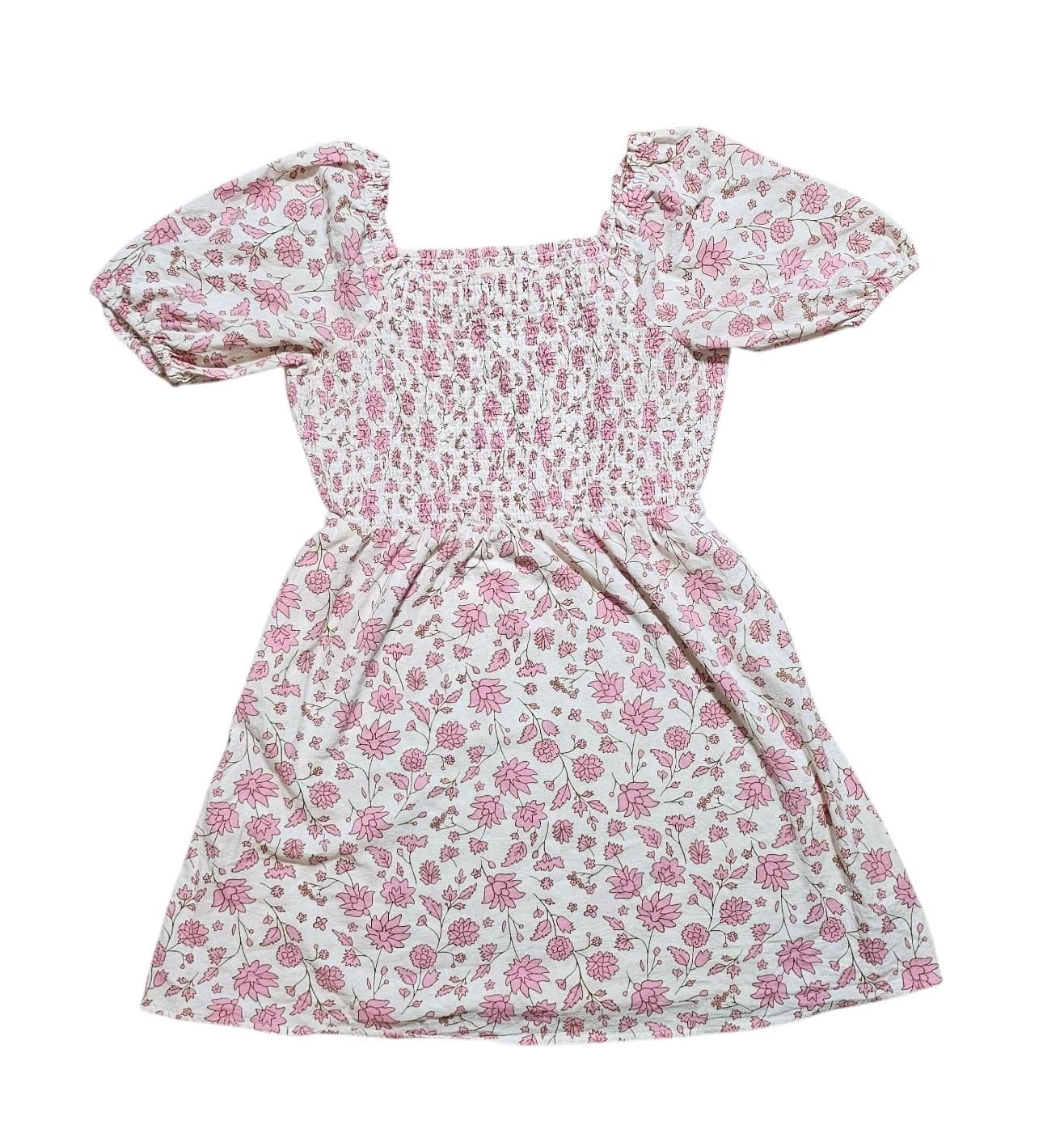 Universal Thread Womans White And Pink Floral Smicked Puff Sleeve Cotton...