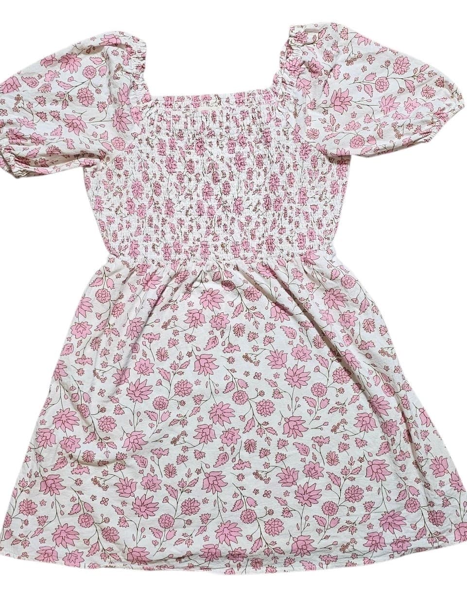 Universal Thread Womans White And Pink Floral Smicked Puff Sleeve Cotton... - Thumbnail 2