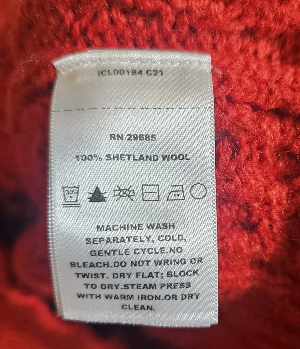 Pendleton Womans Shetland Wool Red Cable Knit Sweater Size Xs - Thumbnail 11