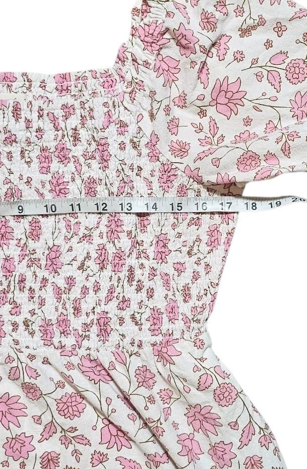 Universal Thread Womans White And Pink Floral Smicked Puff Sleeve Cotton... - Thumbnail 9
