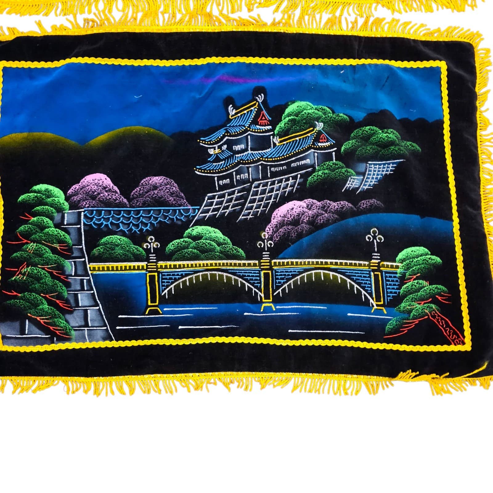 Vintage Asian Velvet Pillow Case Set 26"x17" - Thumbnail 4