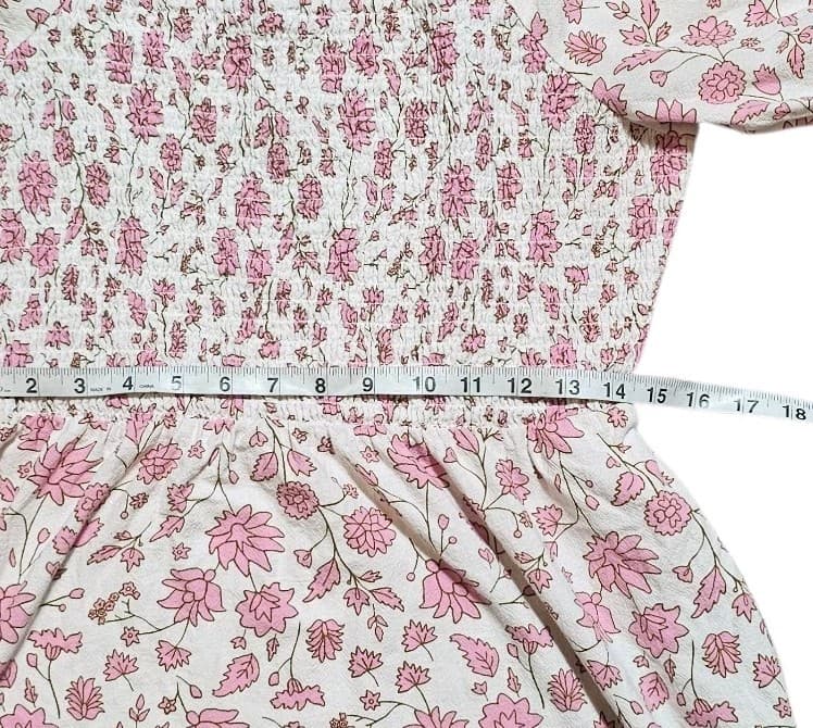 Universal Thread Womans White And Pink Floral Smicked Puff Sleeve Cotton... - Thumbnail 8