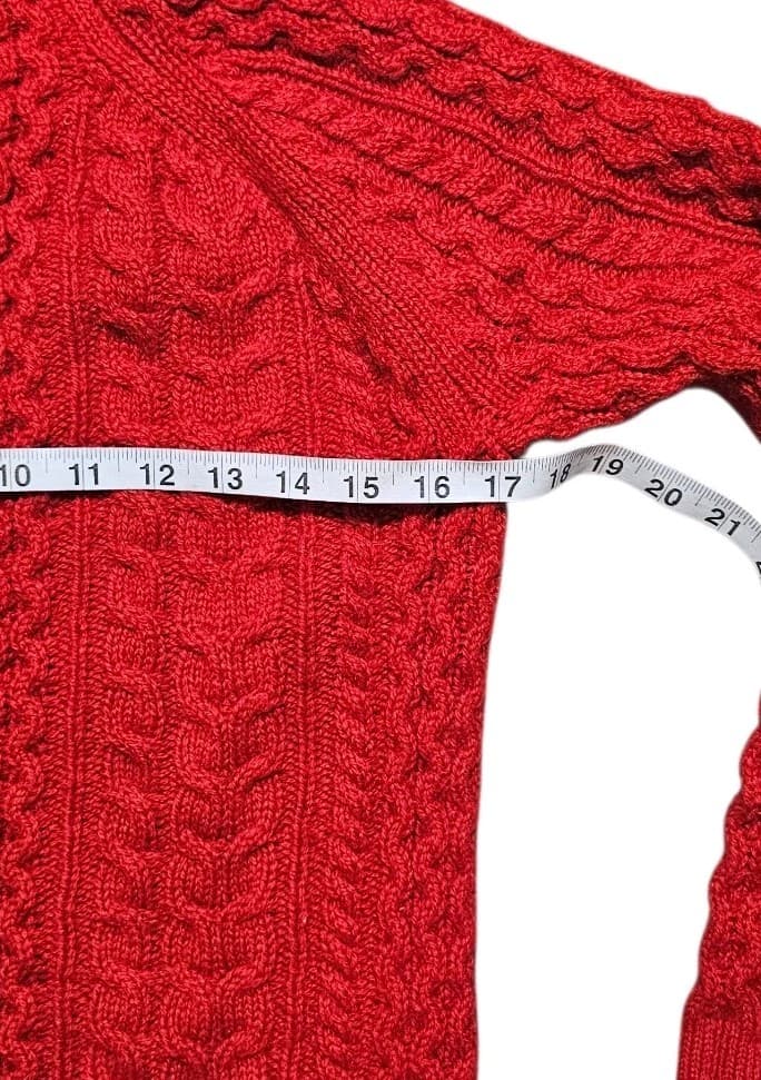 Pendleton Womans Shetland Wool Red Cable Knit Sweater Size Xs - Thumbnail 8