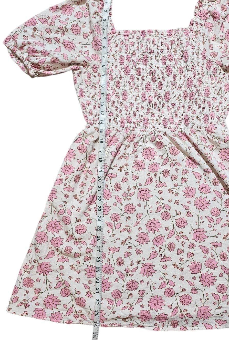 Universal Thread Womans White And Pink Floral Smicked Puff Sleeve Cotton... - Thumbnail 7