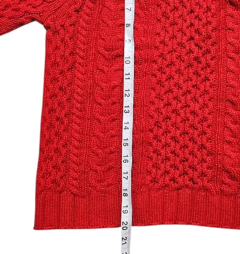 Pendleton Womans Shetland Wool Red Cable Knit Sweater Size Xs - Thumbnail 7
