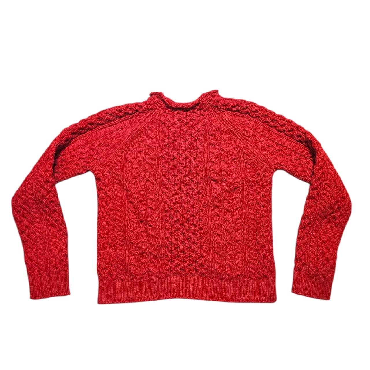 Pendleton Womans Shetland Wool Red Cable Knit Sweater Size Xs - Thumbnail 5