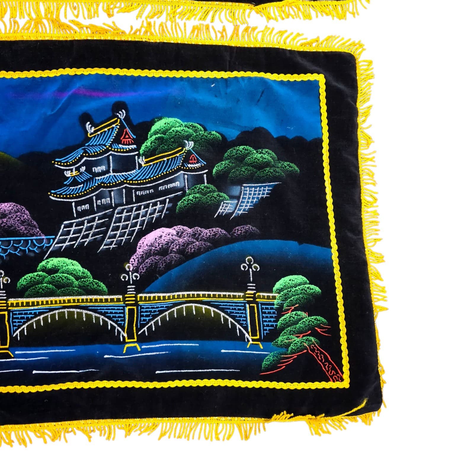 Vintage Asian Velvet Pillow Case Set 26"x17" - Thumbnail 6