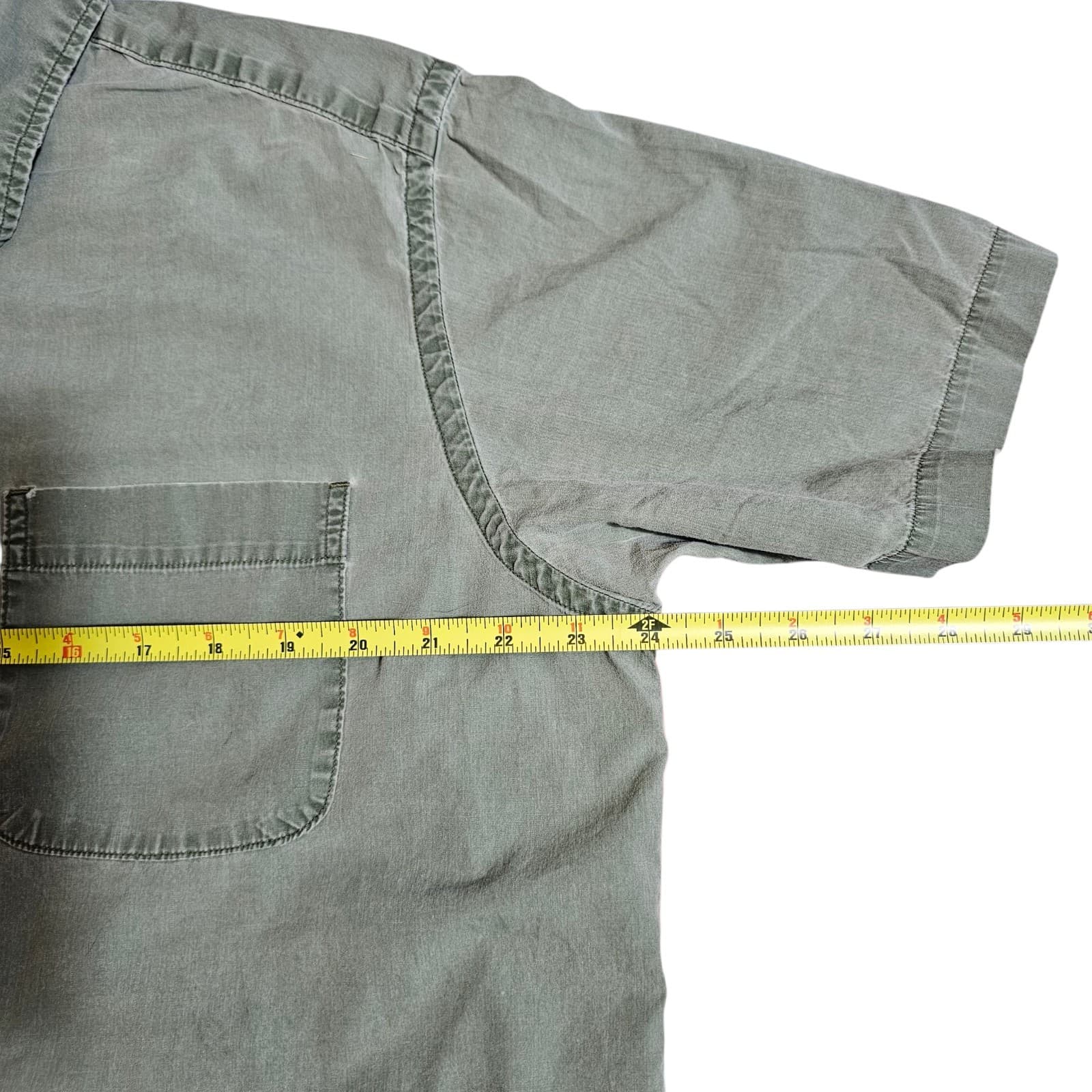 Eddie Bauer Mens Medium Green 100% Cotton Casual Button Up Short Sleeve Shirt - Thumbnail 8